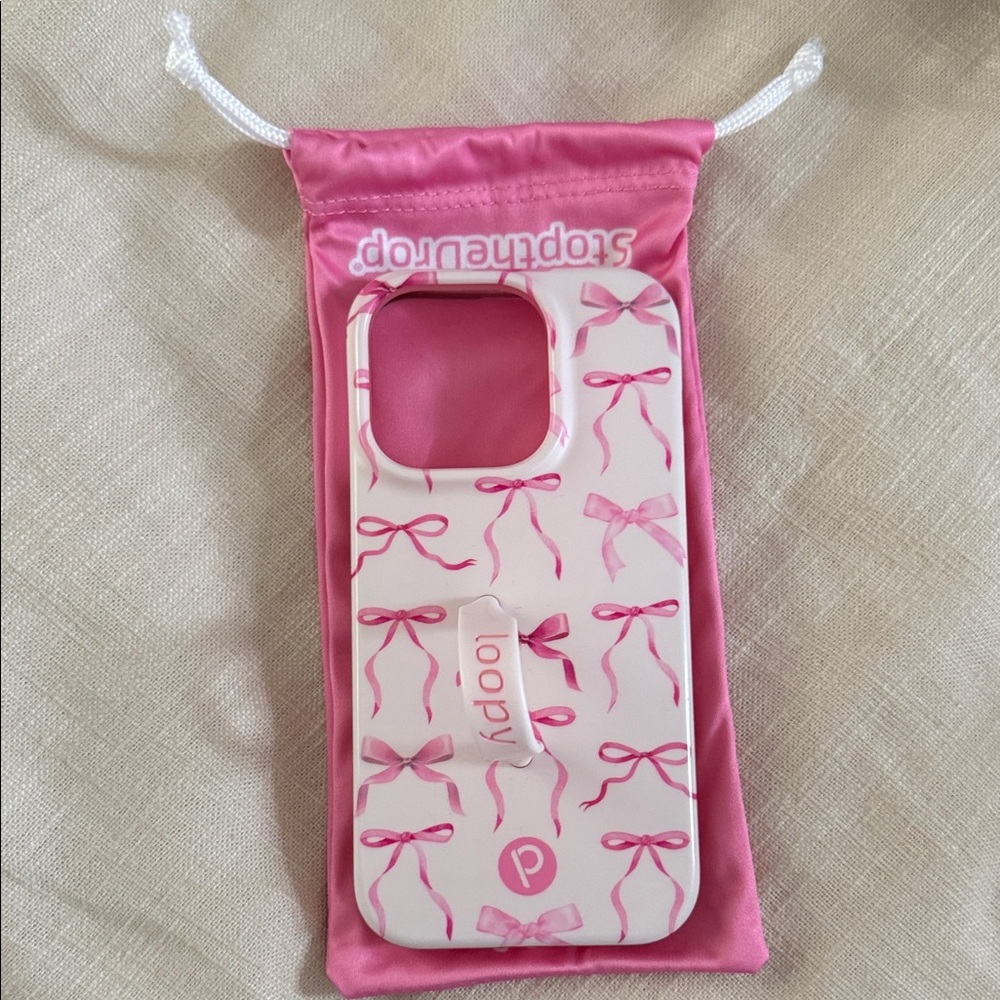 Loopy Pink Bow Pattern iPhone 14 pro Case